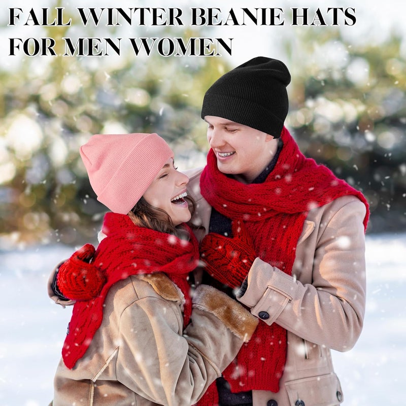 lucdnc Beanies for Men Women 2 Pack Fall Winter Men's Hats Unisex Warm Knit Skullies Beanies Soft Ski Caps - Image 5